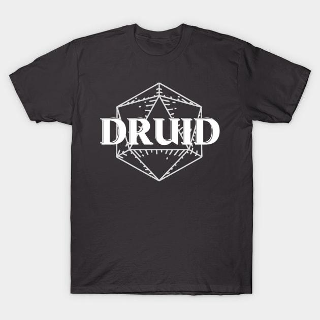 Druid Class D20 Print T-Shirt by DungeonDesigns